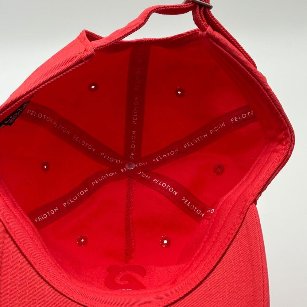 Peloton Baseball Cap Red Tonal Logo 100% Cotton Adjustable Strap - Picture 7 of 9